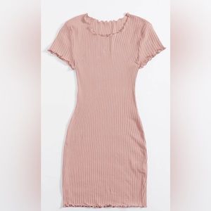 Pink lettuce trim T-shirt dress size medium ribbed material from forever 21